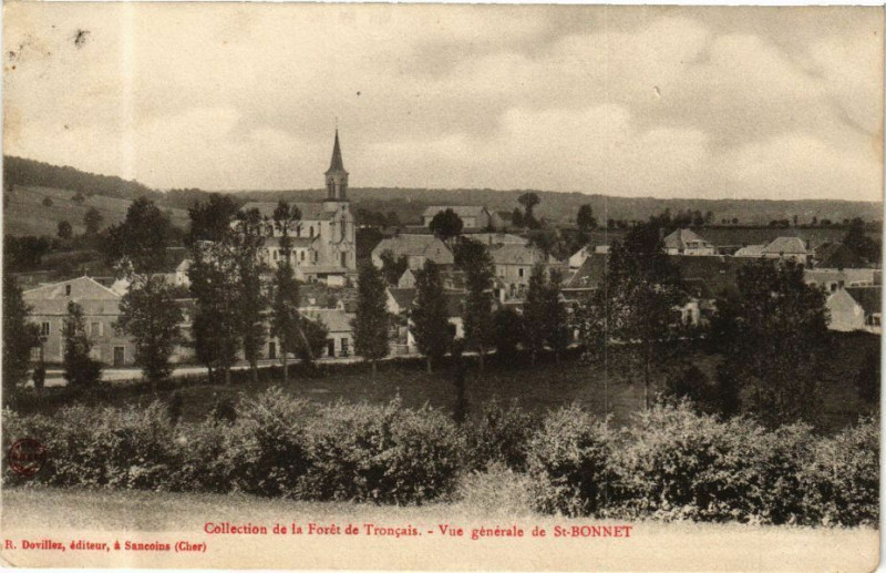 Carte postale ancienne Collection de la Foret de Troncais - Vue Générale de Saint-Bonnet