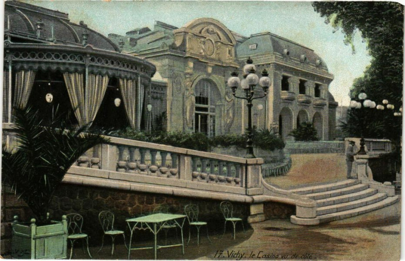 Carte postale ancienne Ed. Aqua 17 Vichy Le Casino vu du coté à Vichy