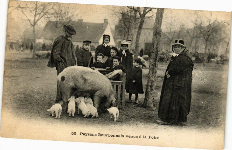 Carte postale ancienne Paysans Bourbonnais venus a la Foire