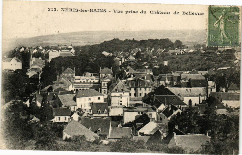 Carte postale ancienne Neris-les-Bains - Vue prise du Chateau de Bellevue à Néris-les-Bains