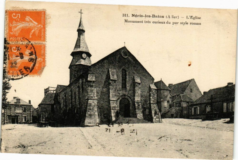Carte postale ancienne Neris-les-Bains - L'Eglise à Néris-les-Bains