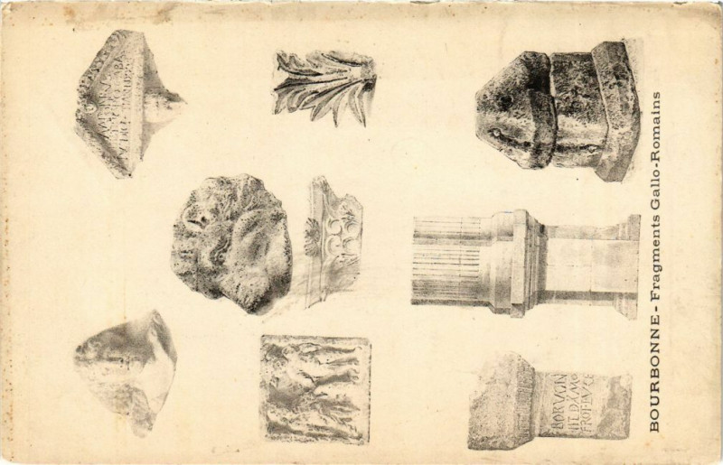 Carte postale ancienne Bourbonne-Fragments Gallo-Romains
