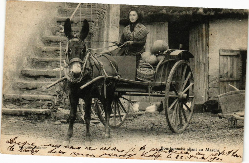 Carte postale ancienne Bourbonnaise allant au Marché