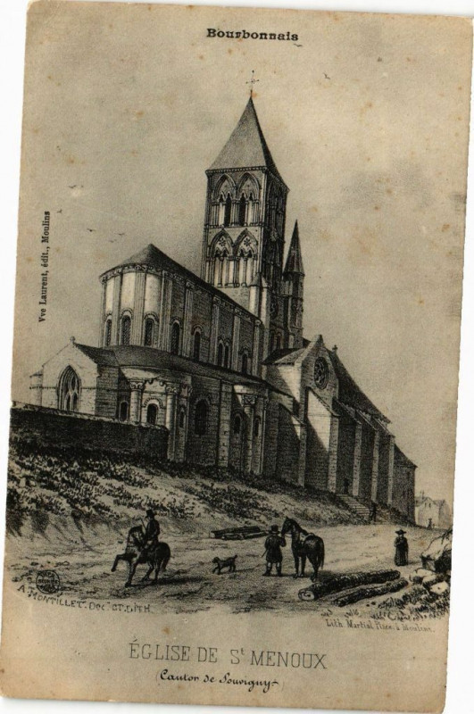 Carte postale ancienne Bourbonnais-Eglise de Saint-Menoux à Saint-Menoux