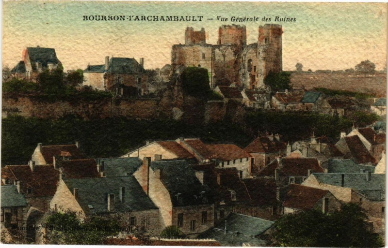 Carte postale ancienne Bourbon-l'Archambault - Vue générale des Ruines à Bourbon-l'Archambault