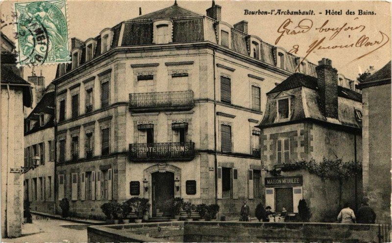 Carte postale ancienne Bourbon-l'Archambault - Hotel des Bains à Bourbon-l'Archambault