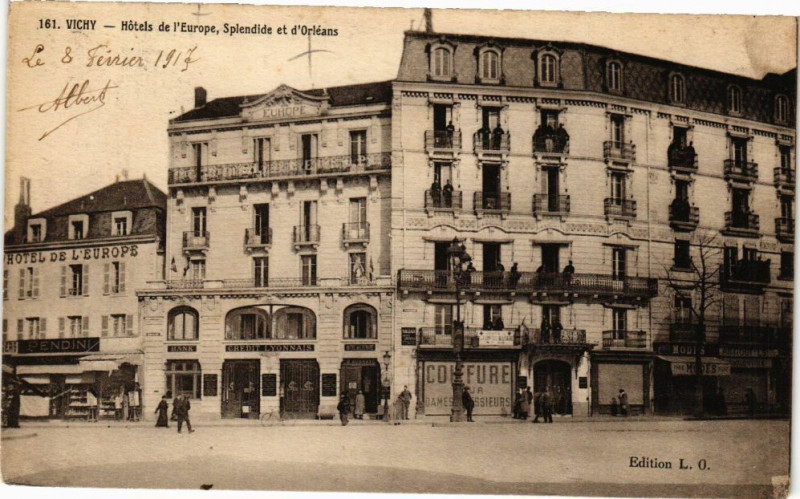 Carte postale ancienne Vichy - Hotel de l'Europe Splendide et d'Orléans à Vichy