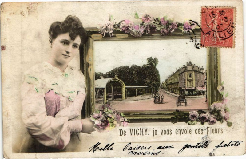 Carte postale ancienne De Vichy je vous envoie ces Fleurs à Vichy