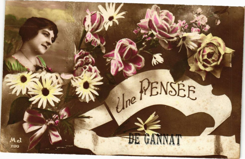 Carte postale ancienne Une Pensée de Gannat à Gannat