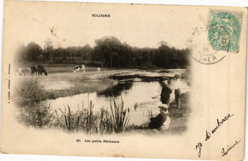 Carte postale ancienne Sologne - Les petits Pécheurs