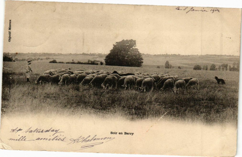 Carte postale ancienne Soir en Berry