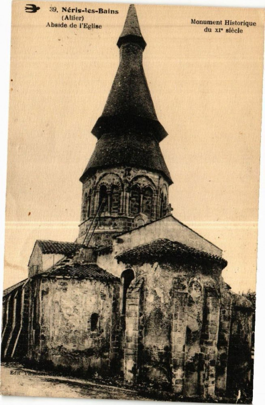 Carte postale ancienne Neris-les-Bains - Abside de l'Eglise à Néris-les-Bains