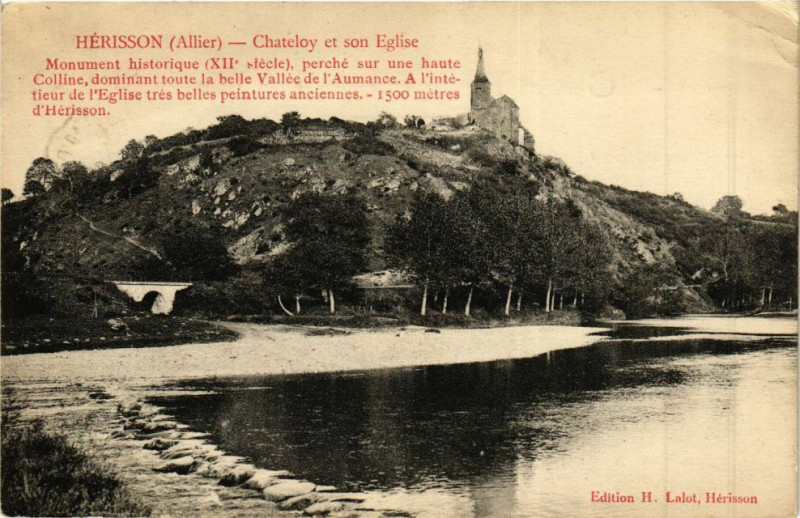 Carte postale ancienne Herisson - Chateloy et son Eglise à Hérisson