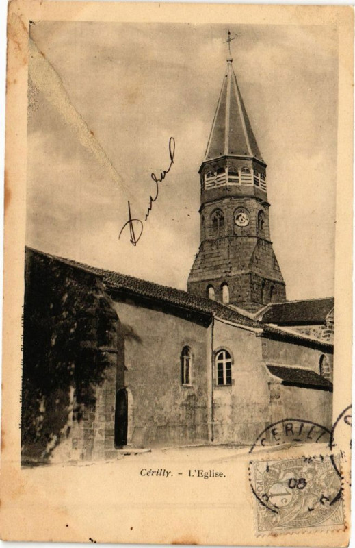 Carte postale ancienne Cerilly - L'Eglise à Cérilly