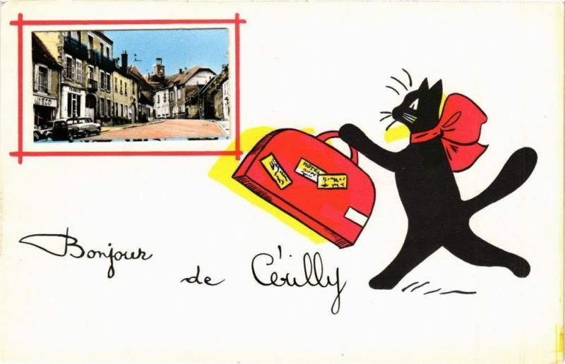 Carte postale ancienne Bonjour de Cerilly à Cérilly