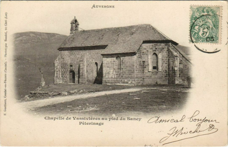 Carte postale ancienne Chapelle de Vassivieres au pied du Sancy France