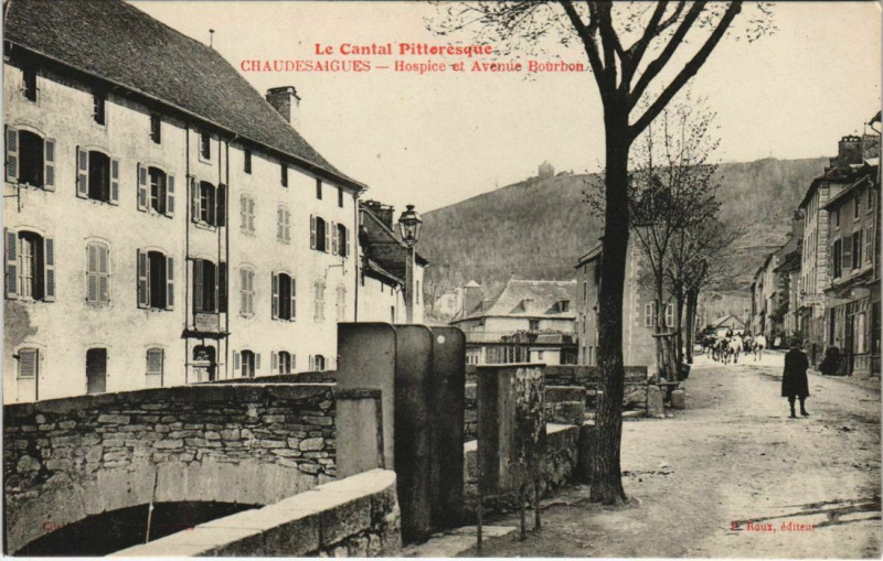 Carte postale ancienne Chaudesaigues Hospice et Avenue Borubon France