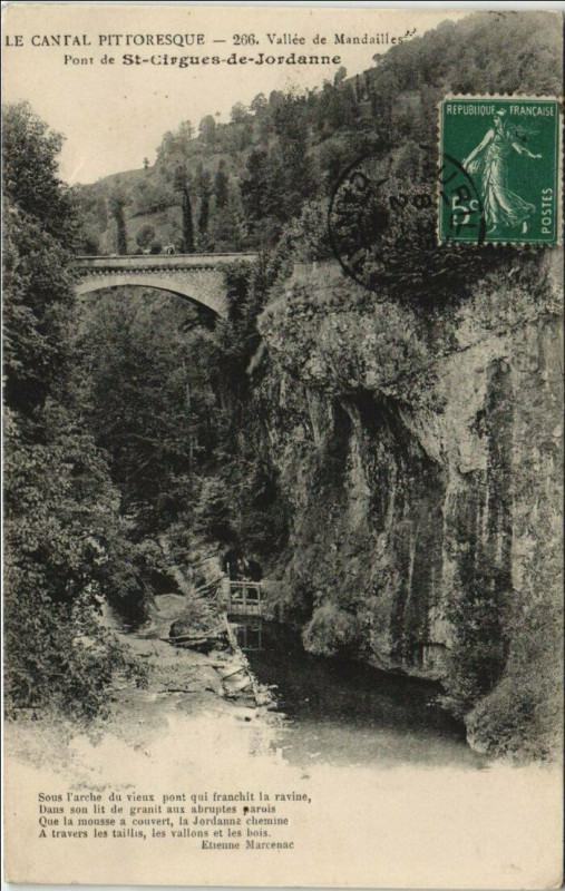 Carte postale ancienne Pont de Saint-Cirgues de Jordanne France à Saint-Cirgues-de-Jordanne