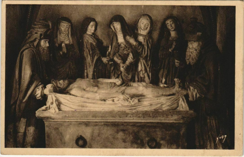 Carte postale ancienne Salers Interier de l'Eglise ,Mise au Tombeau France à Salers