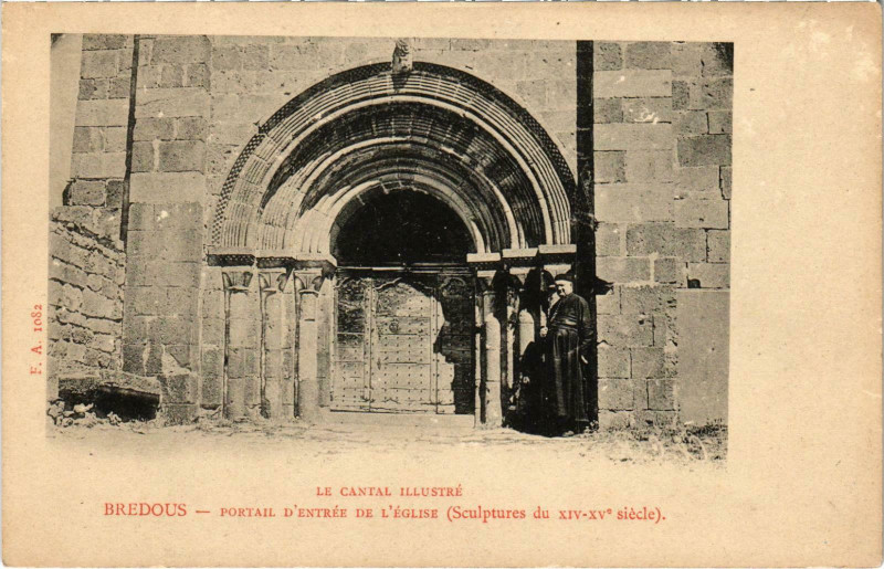 Carte postale ancienne Bredous Portail de l'Entrée de l'Eglise