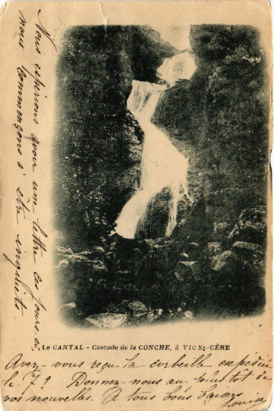 Carte postale ancienne Cascade de la Conche a Vic-sur-Cere à Vic-sur-Cère