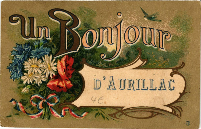 Carte postale ancienne Un Bonjour d'Aurillac à Aurillac