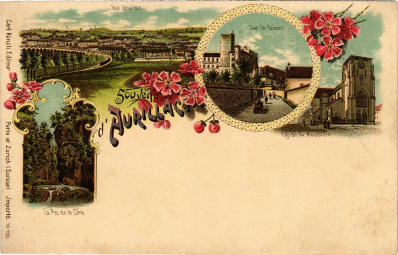 Carte postale ancienne Souvenir d'Aurillac à Aurillac