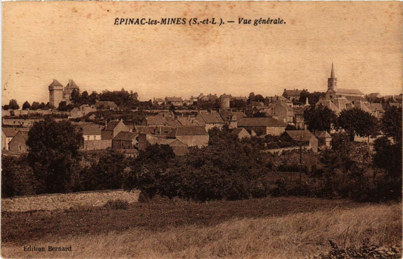 Carte postale ancienne Epinac-les-Mines Vue générale à Épinac