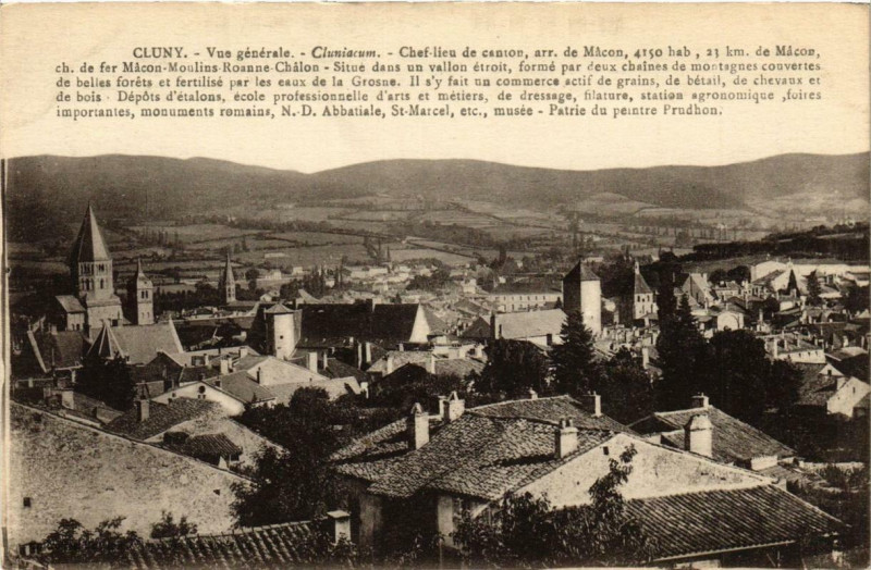 Carte postale ancienne Cluny Vue générale à Cluny