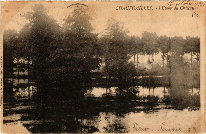 Carte postale ancienne Chauffailles l'Etang du Chateau à Chauffailles