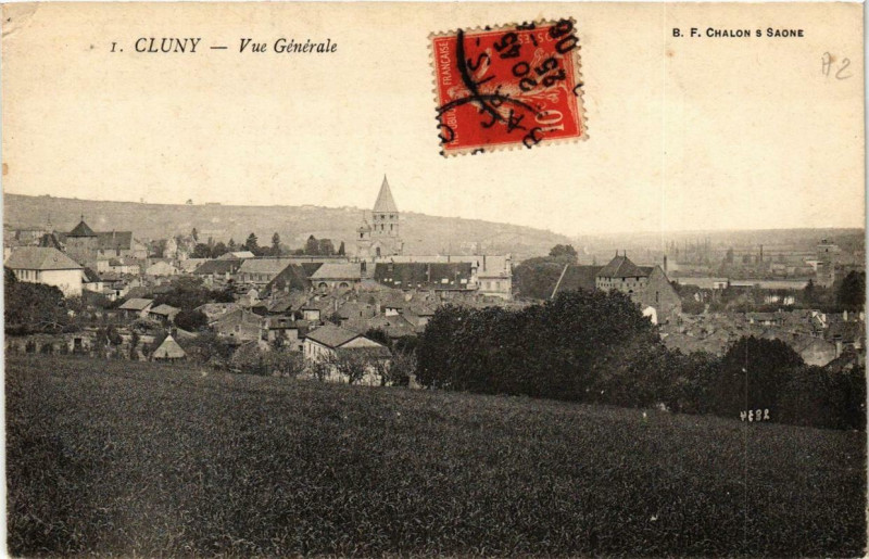 Carte postale ancienne Cluny Vue générale à Cluny