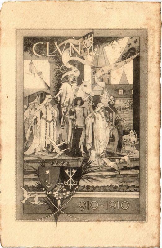 Carte postale ancienne Cluny Souvenir à Cluny