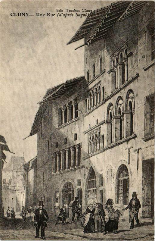 Carte postale ancienne Cluny Une Rue d'aprés Sagot à Cluny