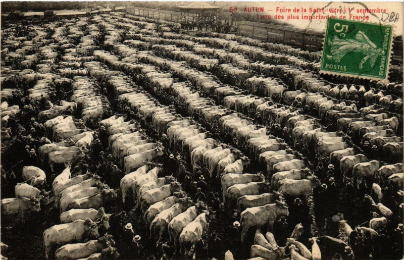 Carte postale ancienne Autun Foire de la Saint-Ladre à Autun
