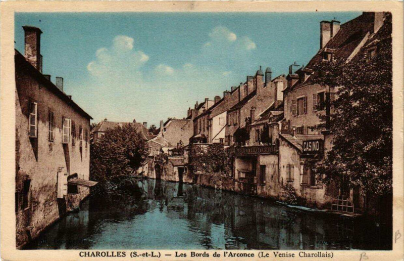 Carte postale ancienne Charolles Les Bords de l'Arconce à Charolles