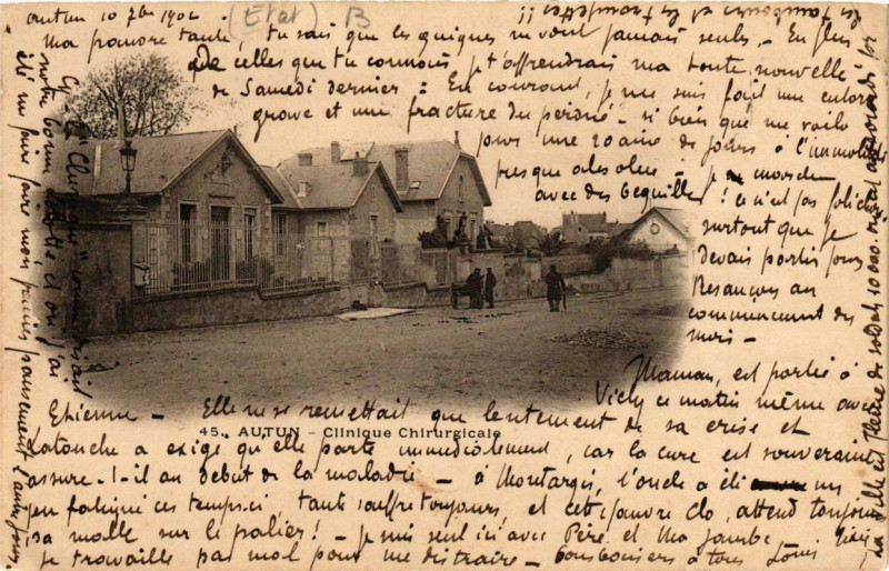 Carte postale ancienne Autun Clinique Chirurgicale à Autun