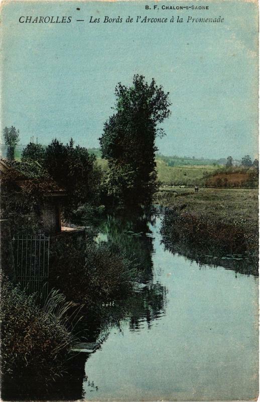 Carte postale ancienne Charolles Les Bords de l'Arconce a la Promenade à Charolles