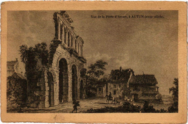 Carte postale ancienne Autun Vue de la Porte d'Arroux, a Autun à Autun