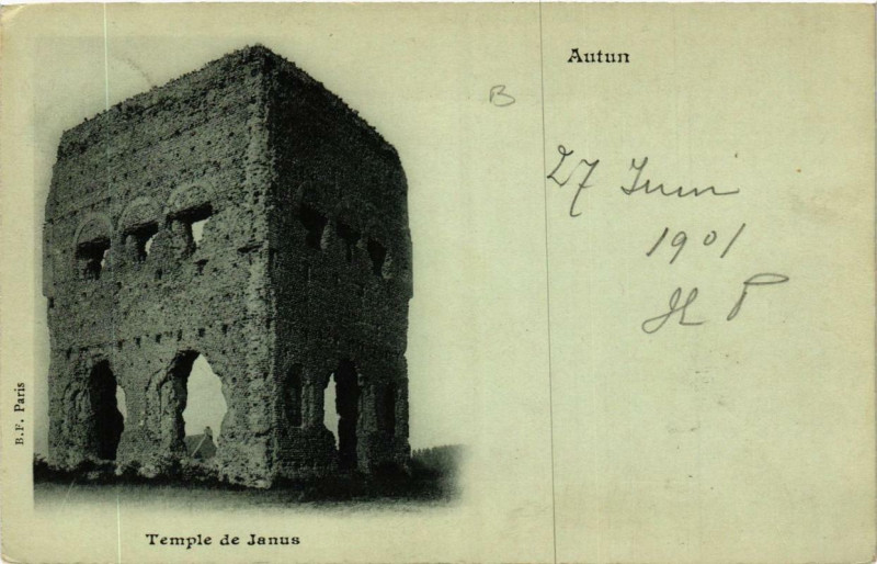 Carte postale ancienne Autun Temple de Janus à Autun