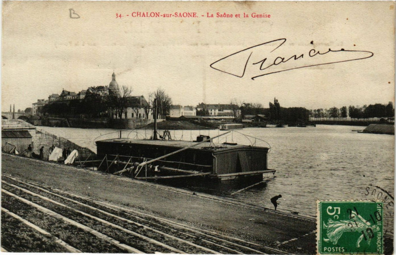 Carte postale ancienne Chalon-sur-Saone - La Saone et la Genise à Chalon-sur-Saône