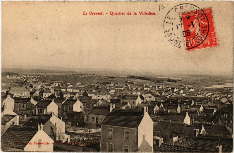 Carte postale ancienne Le Creusot - Quartier de la Villedieu au Creusot