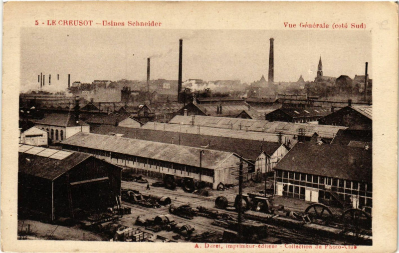 Carte postale ancienne Le Creusot - Usines Schneider - Vue générale - coté Sud au Creusot