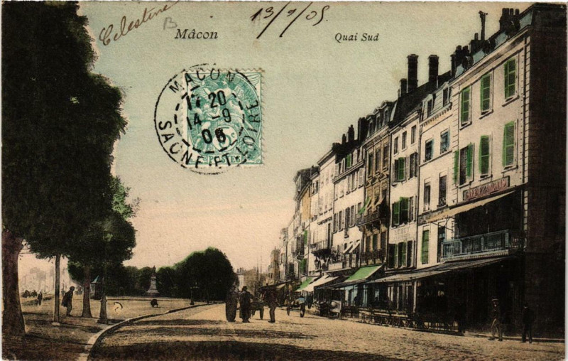 Carte postale ancienne Macon Quai Sud à Mâcon