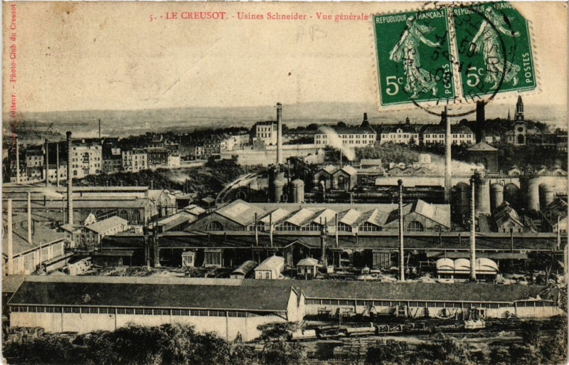 Carte postale ancienne Le Creusot - Usines Schneider - Vue générale au Creusot