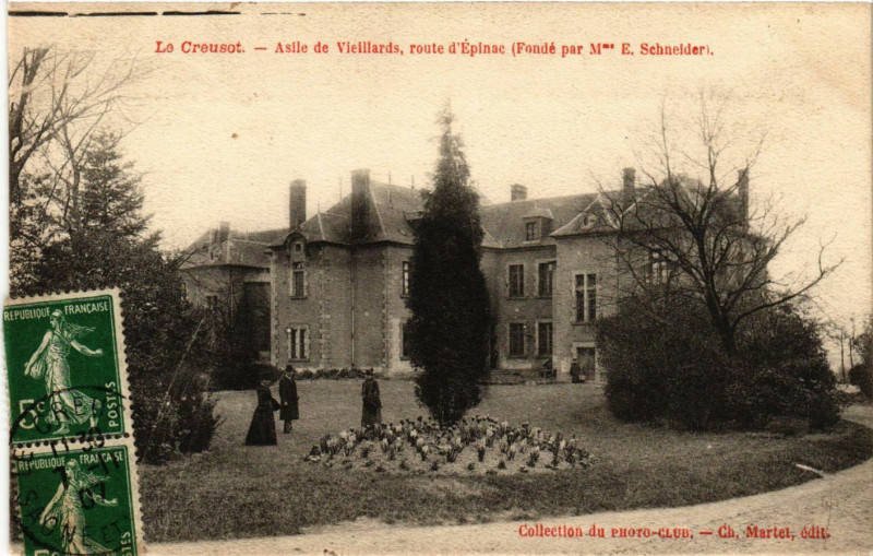 Carte postale ancienne Le Creusot - Asile de Vieillards - Route d'Epinac au Creusot