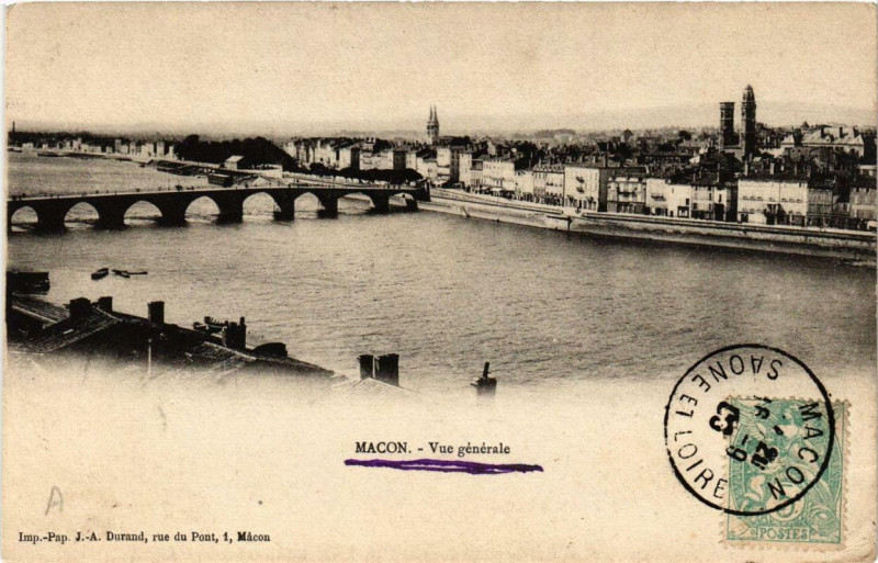 Carte postale ancienne Macon Vue générale à Mâcon