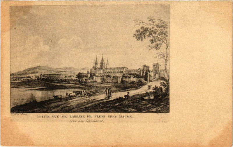 Carte postale ancienne Petite Vue de l'Abbaye de Cluni pres Macon à Mâcon