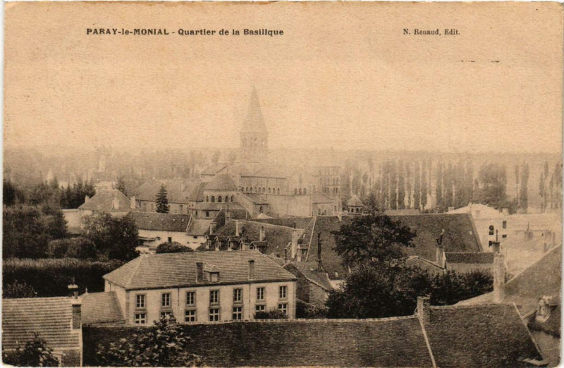 Carte postale ancienne Paray-le-Monial Quartier de la Basilique à Paray-le-Monial