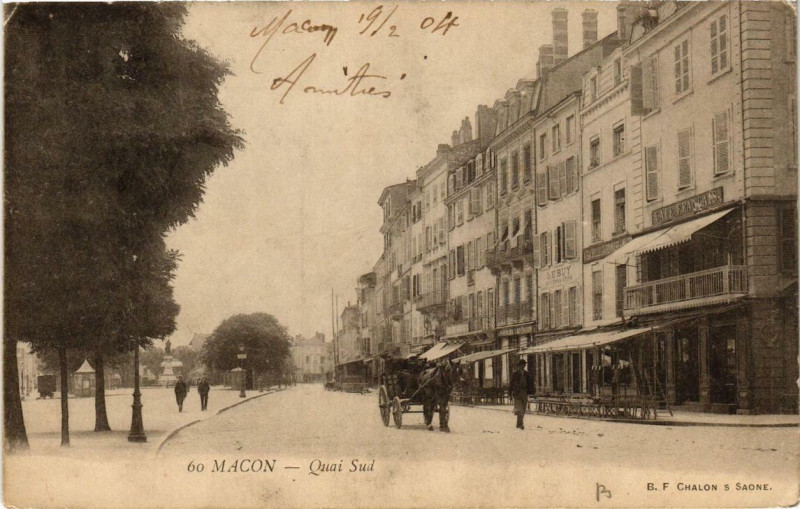Carte postale ancienne Macon Quai Sud à Mâcon