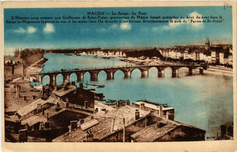 Carte postale ancienne Macon La Saone - Le Pont à Mâcon